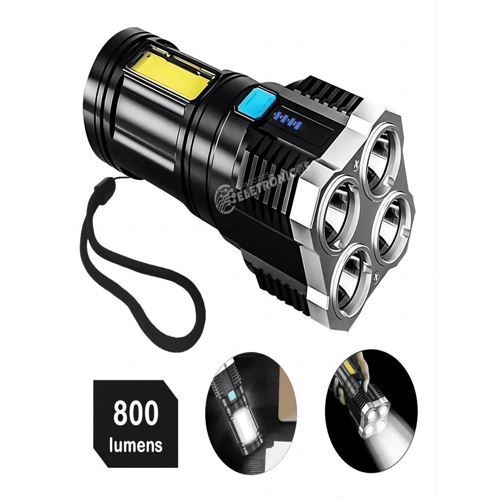 Lanterna Multifuncional 4 Leds Função Strob 800 Lumens | Shopee Brasil