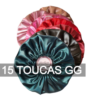 Kit 15 Toucas Cetim GG Dupla Face Com Elástico Regulável