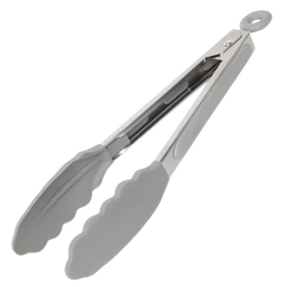 Pegador de Salada Churrasco em Silicone e Aço Inox Cinza - 22 cm
