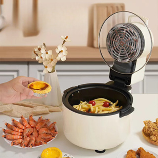 Fritadeira Elétrica de Grande Capacidade 10L com Rotação Visual, Controle de Temperatura de 50-200°C e Temporizador de 1 Hora - Fritadeira Multifuncional de 360° ( BIVOLT)