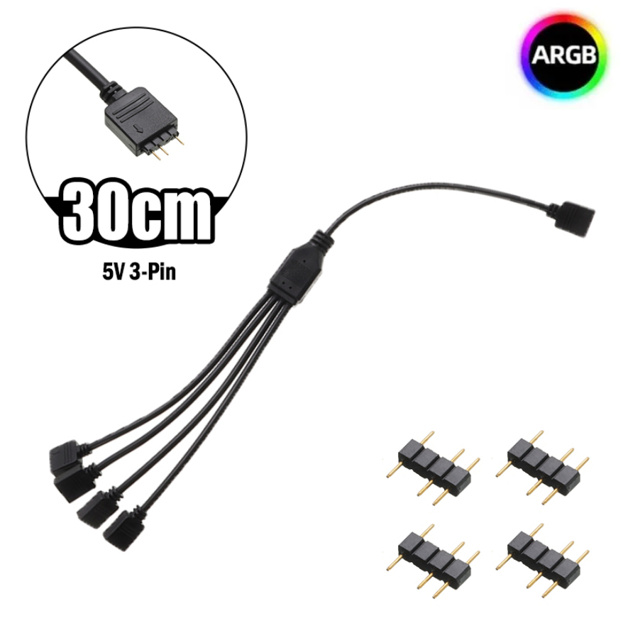 Cabo Splitter Argb 5v Hub 3 Pinos 4 Portas 30cm Splitter Adaptador Led 3pin Shopee Brasil 