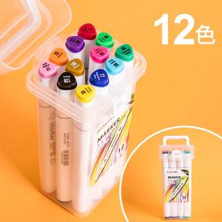 12/24/36 Cores Caneta Marcadora de Cabeça Dupla Conjunto Oleoso Pintura Artística Para Estudantes