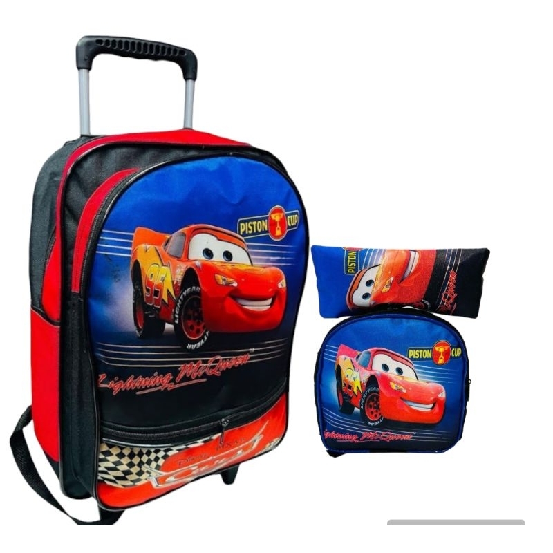 Kit Mochila Infantil Escolar de Rodinha do CARROS MCQUEEN menino ...
