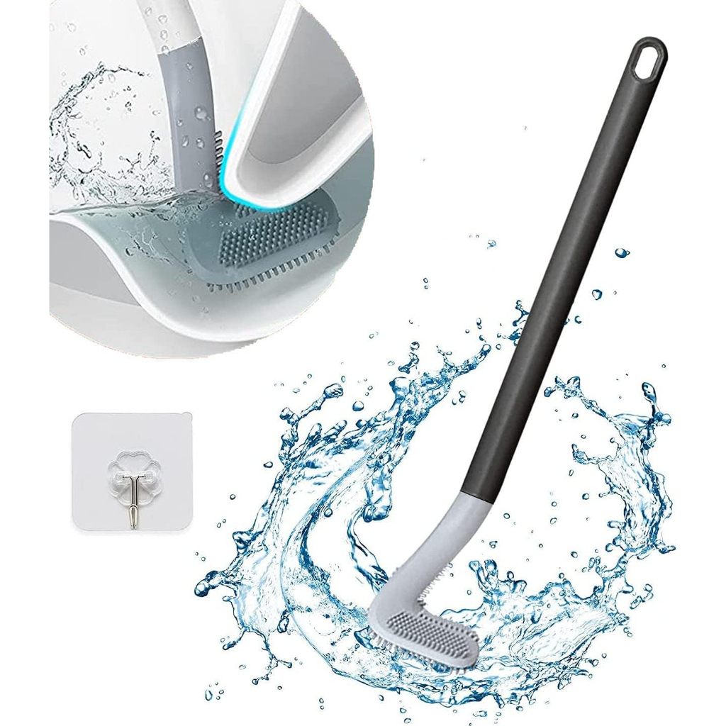 Escova de Vaso Sanitário Curva de Silicone Prática e Duravel Limpa Todos os Cantos