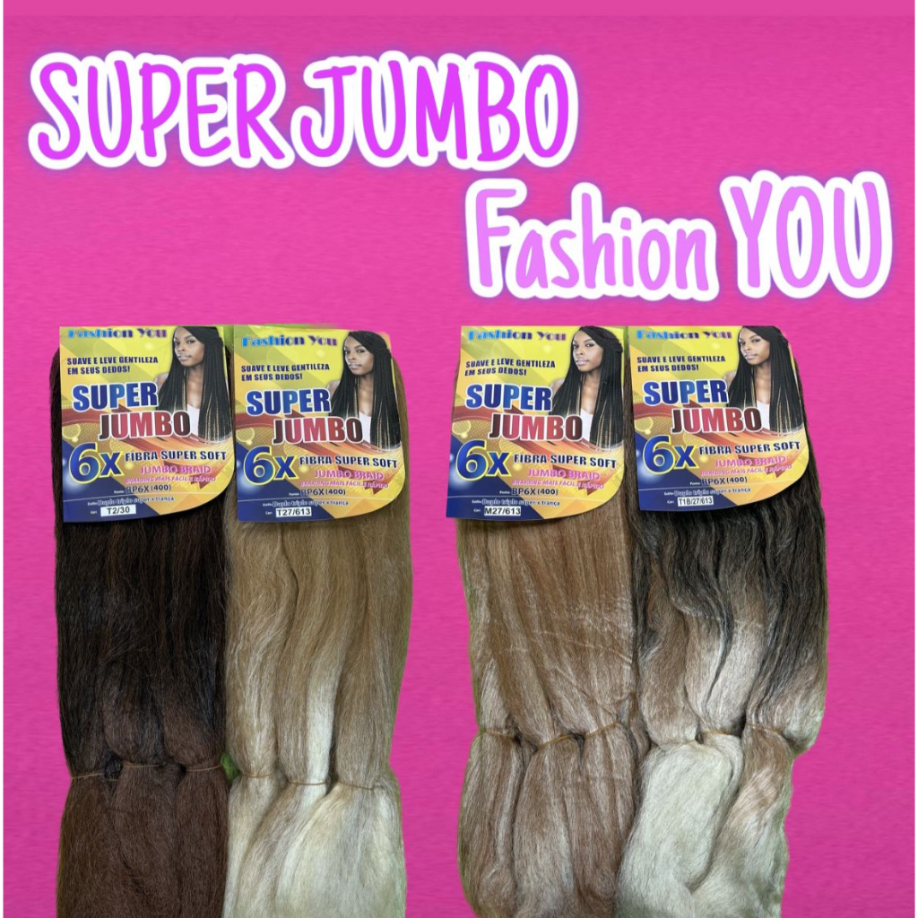 Jumbo Jumbão 6x PÇS FASHION YOU 400 gramas, Cabelo para Tranças Box ...
