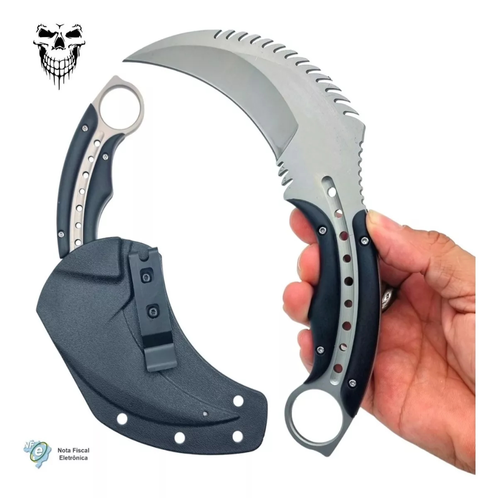 Canivete Karambit Chumbo Escorpião Full Tang Bainha Polímero