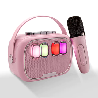 Caixa de Som Multimídia Karaoke com Microfone Sem Fio e LED RGB em Oferta na Shopee