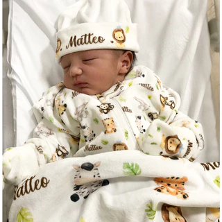 Saida de Maternidade Personalizada para bebês PLUSH COM PELÚCIA 3 ITENS KIT