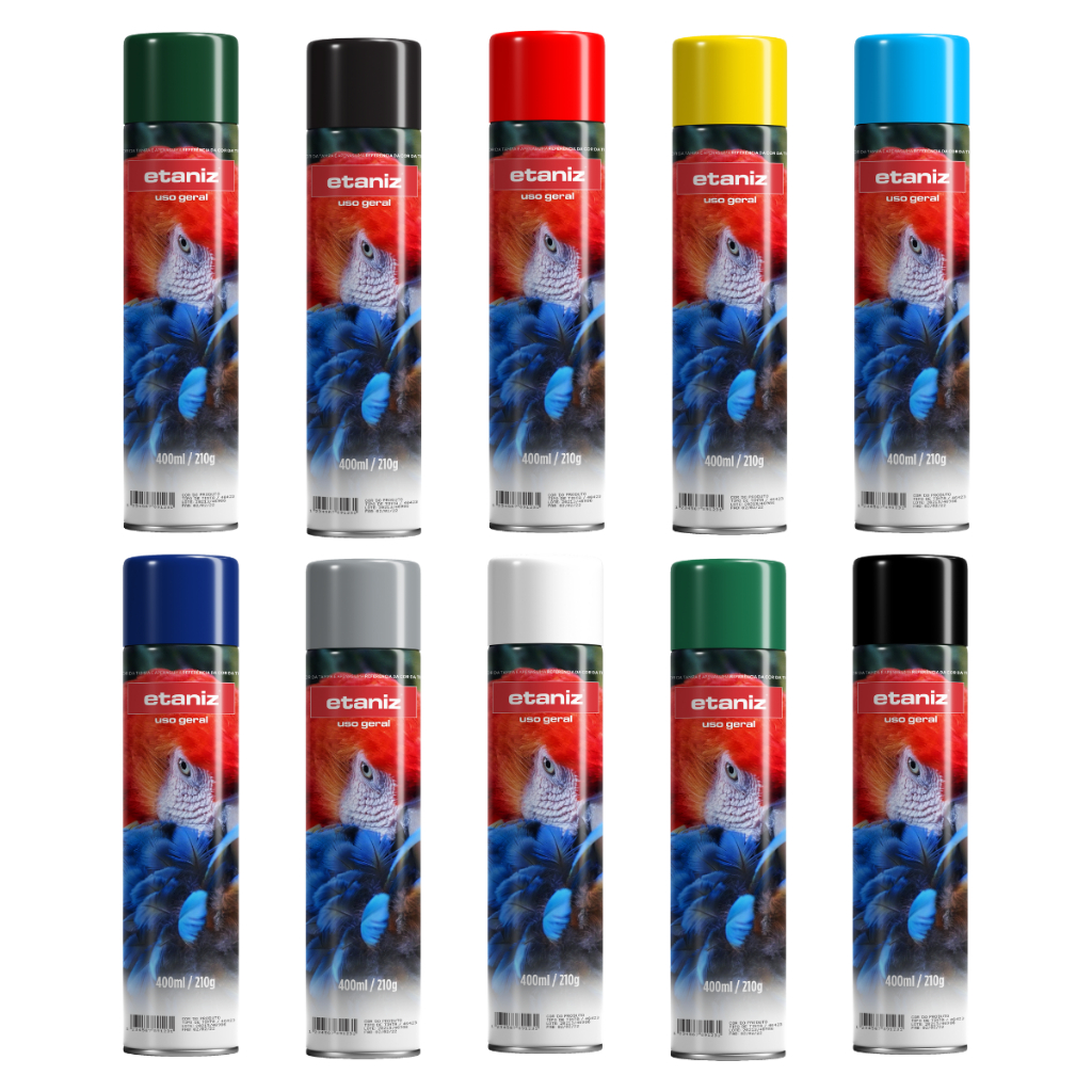 Tinta Spray Pintura Arte Colorir Madeira Metais Papel Tecido Plástico 400ml - Promoção