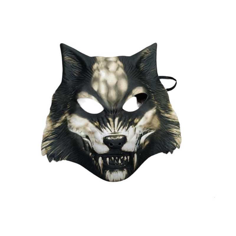máscara de lobo preto 3d para festa fantasia halloween
