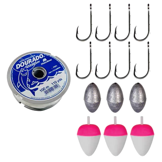 KIT DE PESCA PARA TILAPIA COM LINHA ANZOL BÓIA E CHUMBO
