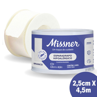 Esparadrapo Impermeável 2,5cm X 4,5m Branco Kit C/6 Missner