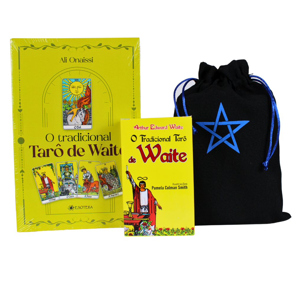Tradicional Tarô Waite 78 Cartas Com Livro + Saquinho Pentagrama