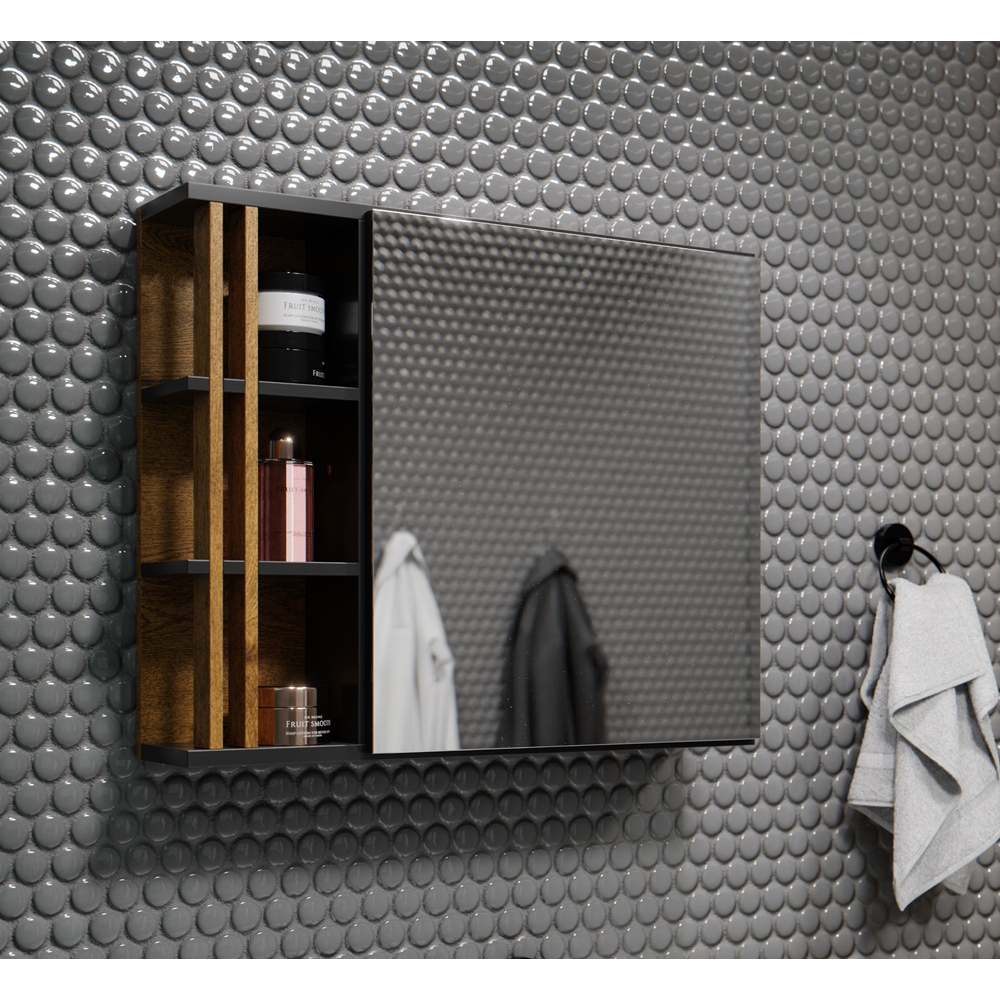 Espelheira Para Banheiro Com 1 Porta E Nicho Madri Mdp