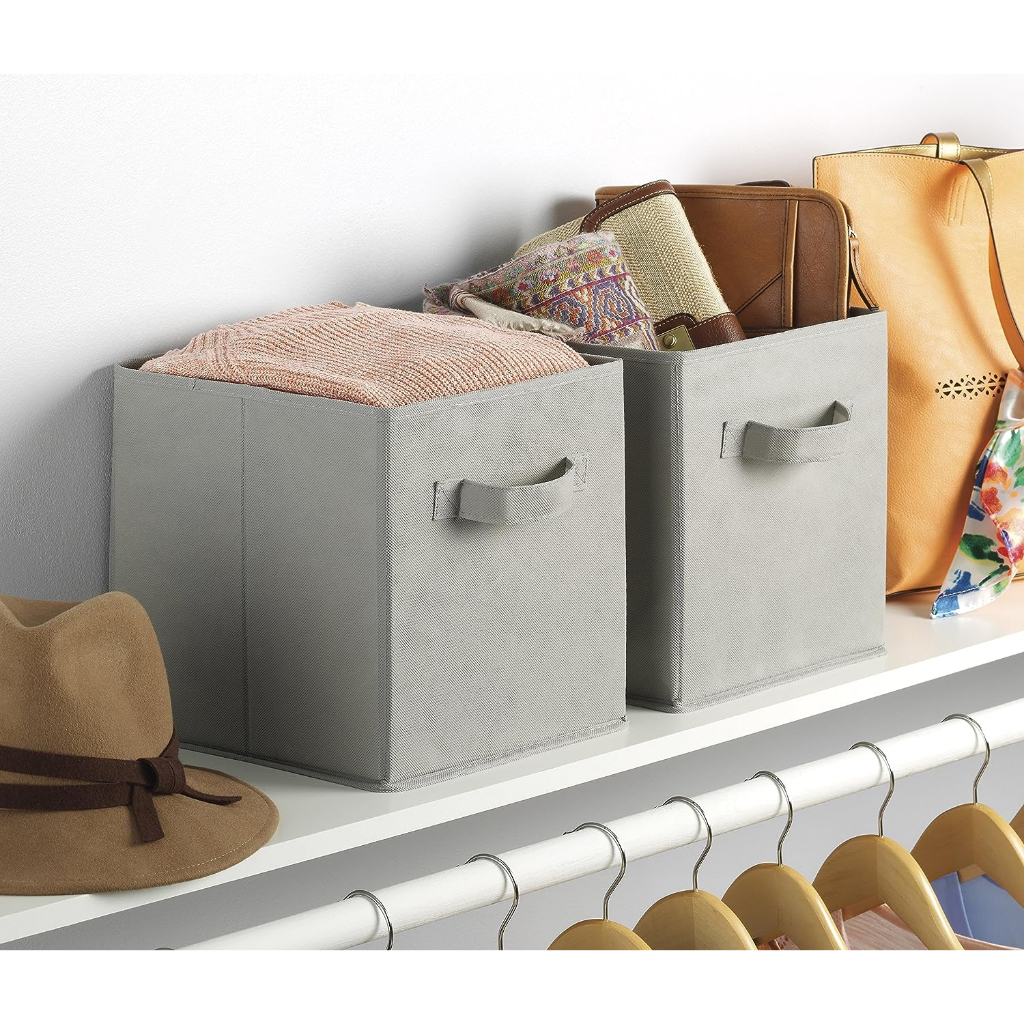 Caixa Organizadora de Guarda Roupa Cubo Prateleira Multiuso Dobrável TNT Ecológico 26X26 Anti-Poeira Insetos Umidade