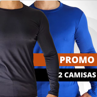 Kit de 2 Camisas UV Masculino Proteção Térmica Camiseta e Blusa Manga Longa Masculina de Praia e Esportiva