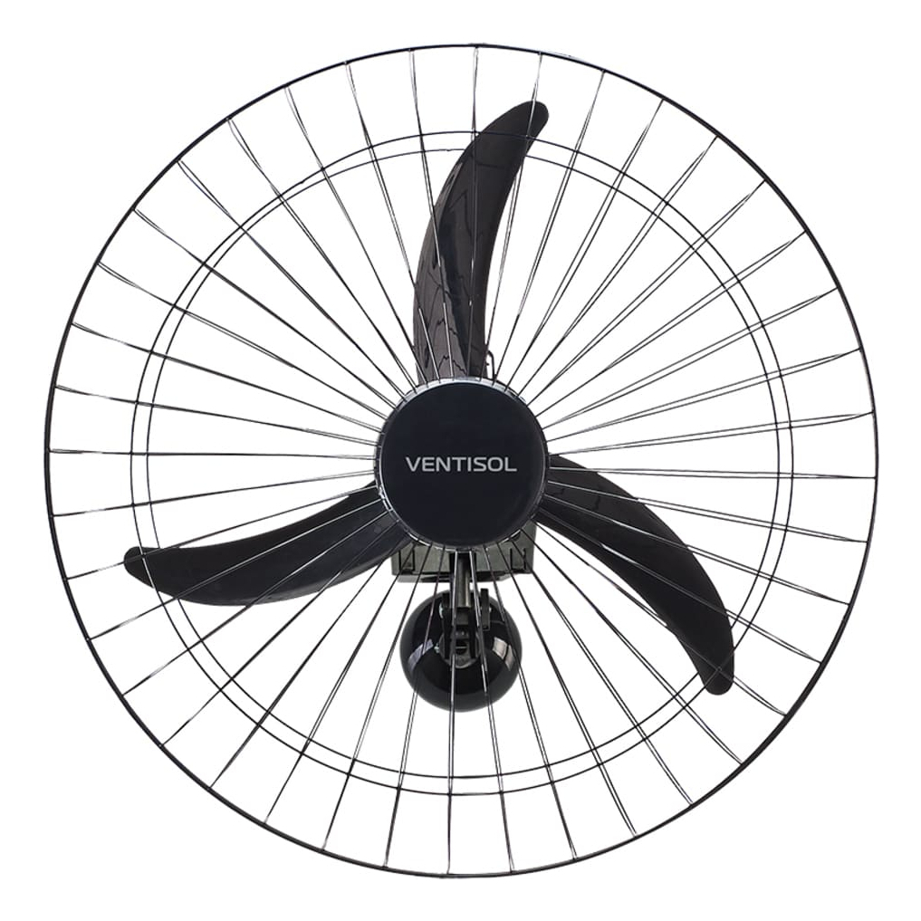 Ventilador De Parede Ventisol 60cm 3 Pás Industrial Preto Oscilante