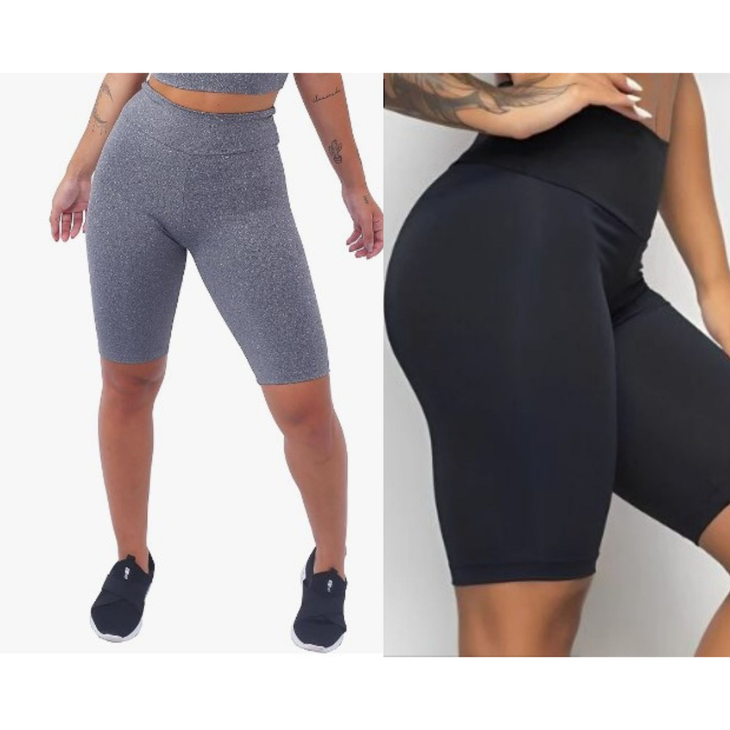 Shorts Ciclista Feminino Cintura Alta - Controle Barriga, Spandex, Academia