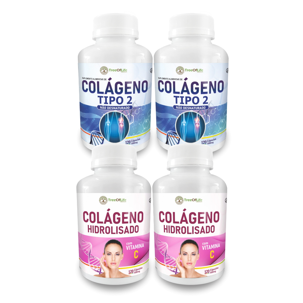 Kit 2x Colágeno Tipo 2 120 Cápsulas com 2x Colágeno Hidrolisado com ...