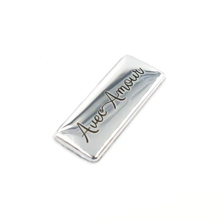 Etiqueta Personal de Metal 3.5×1.5 Cm P/ Colar Prata 01 unid