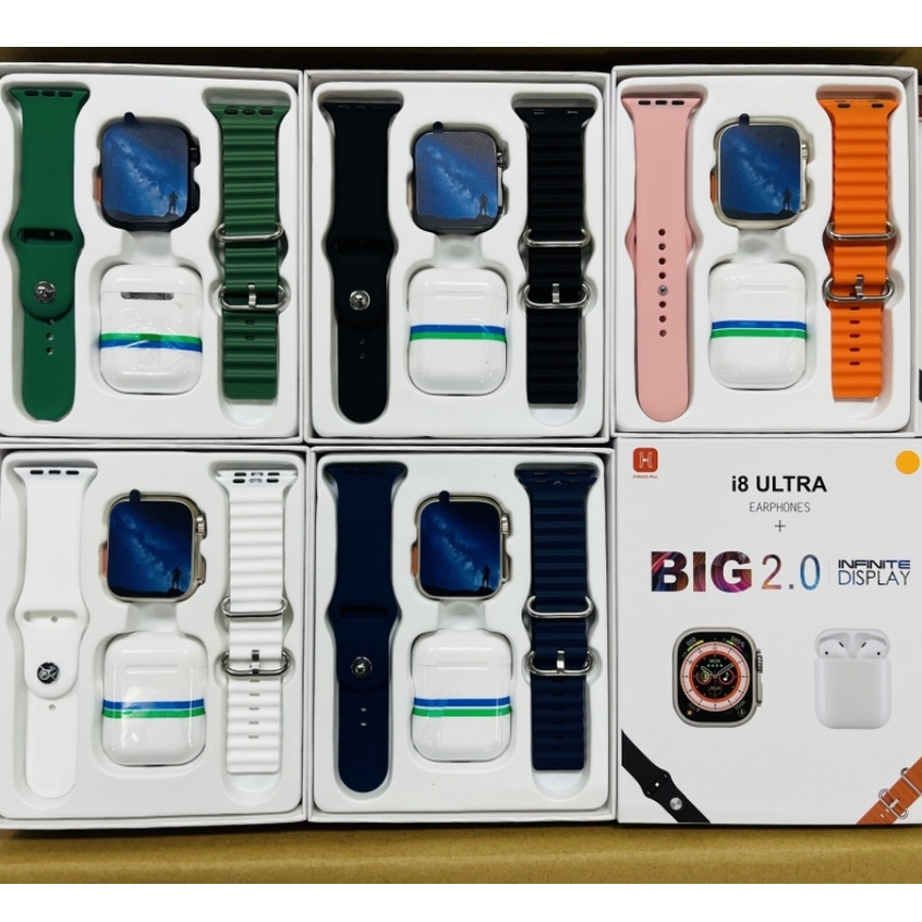 i8 Ultra Smart Watch 2 Em 1 TWS Fone De Ouvido Bluetooth Novo Homens Mulheres Chamando Fitness Esporte Relógios Monitor De Frequência Cardíaca PK W26 T55 promax