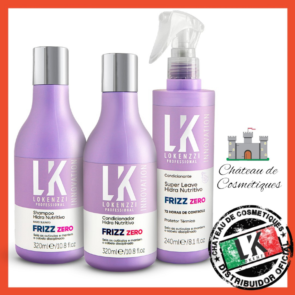 Kit Lokenzzi Frizz Zero Hidra Nutritivo com Shampoo Condicionador Spray