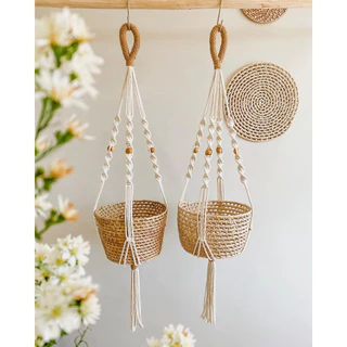 Suporte de plantas macrame para vaso 70cm 90cm 110cm 130cm Jardim Vertical artesanato