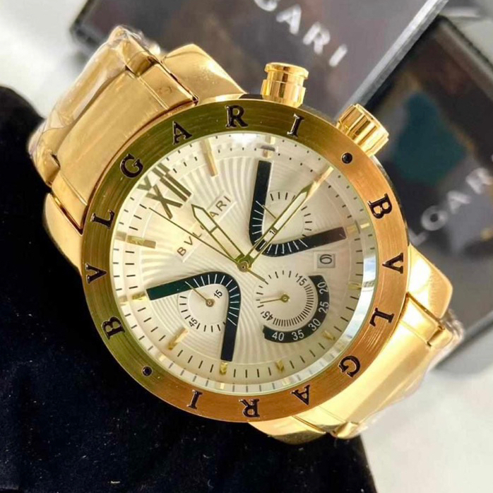 Rel Gio Masculino Bvlgari Bugari Iron Man Homem De Ferro Cassino Dourado Com Caixa Shopee Brasil