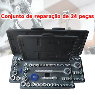 Kit Jogo De Soquete Chave Catraca Reversível 1/4 - 40 Peças