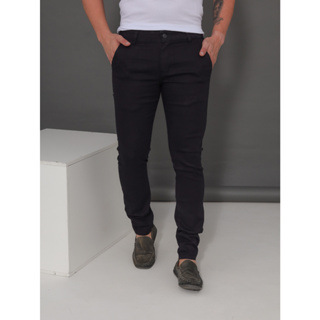 Calça de Sarja/Brim Masculina Preta Sport Fino- Calça de Sarja masculina Slim com lycra Alfaiataria