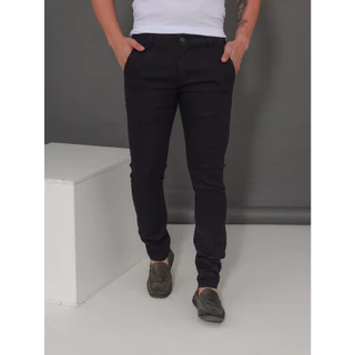 Calça de Sarja/Brim Masculina Preta Sport Fino- Calça de Sarja masculina Slim com lycra Alfaiataria