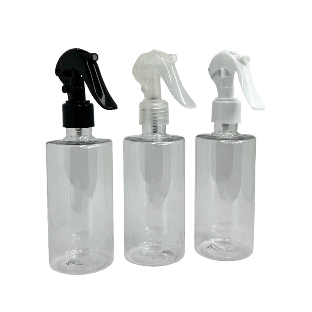 06 Frasco pet cilreto 250ml + 06 válvula spray gatilho r.24/415
