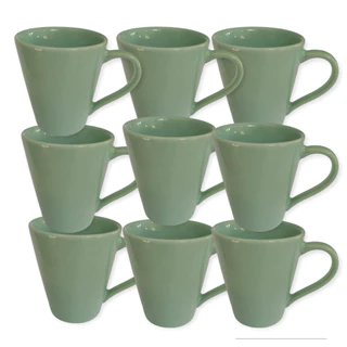 Atacado Conjunto 24 Caneca de Porcelana 200 ml Tulipa Verde Lisa