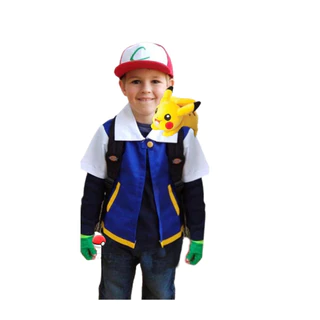 Fantasia Ash Pokemon Colete + Bone + Luva + Mini Pokebola