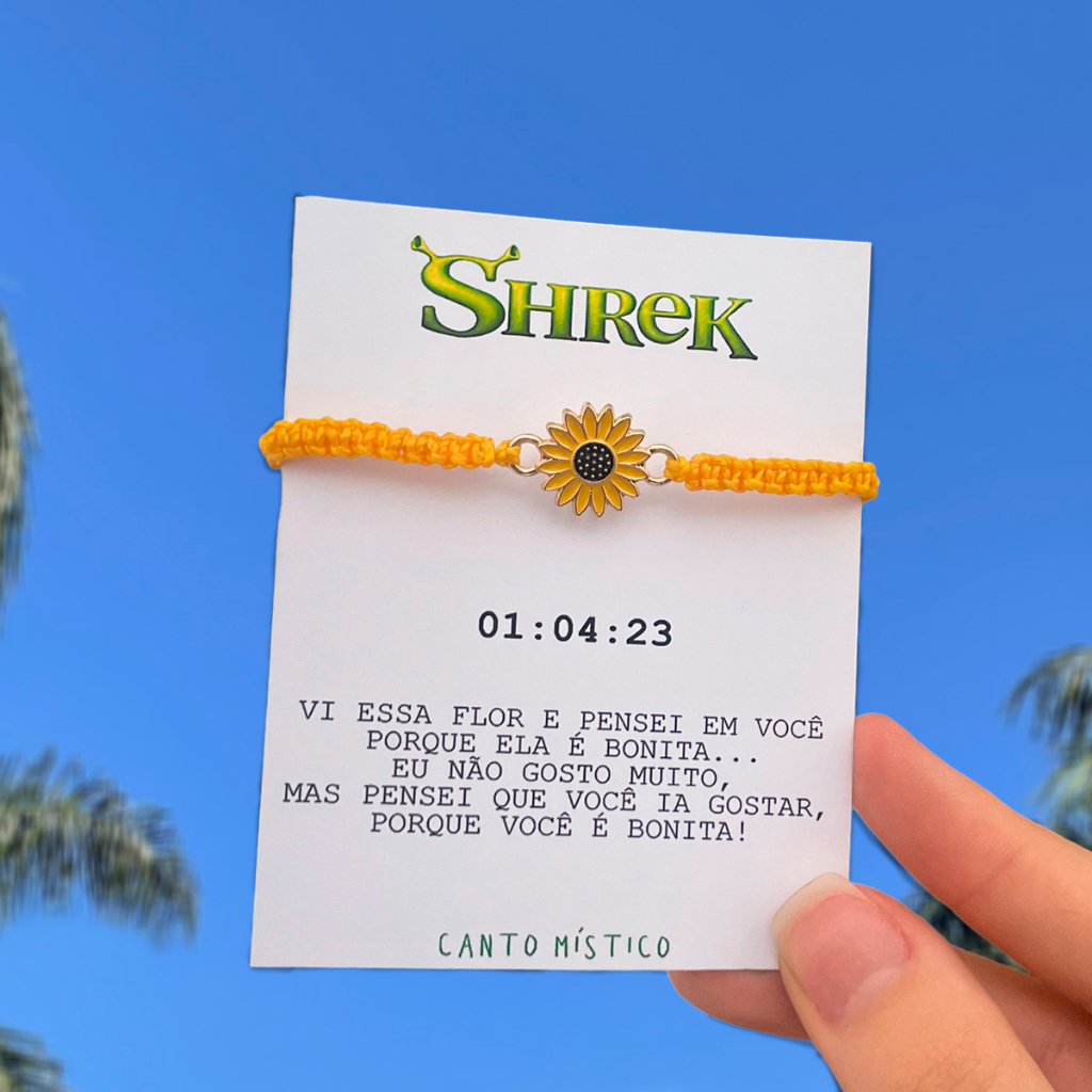 Pulseira de Girassol Shrek Macrame Pulseira Amarela Presente Dia dos Namorados