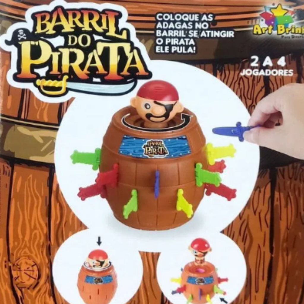Kit Jogo Pula Pirata Barril + Jogo Hipopótamo Papa Tudo - Linha Premium M5  Armarinhos
