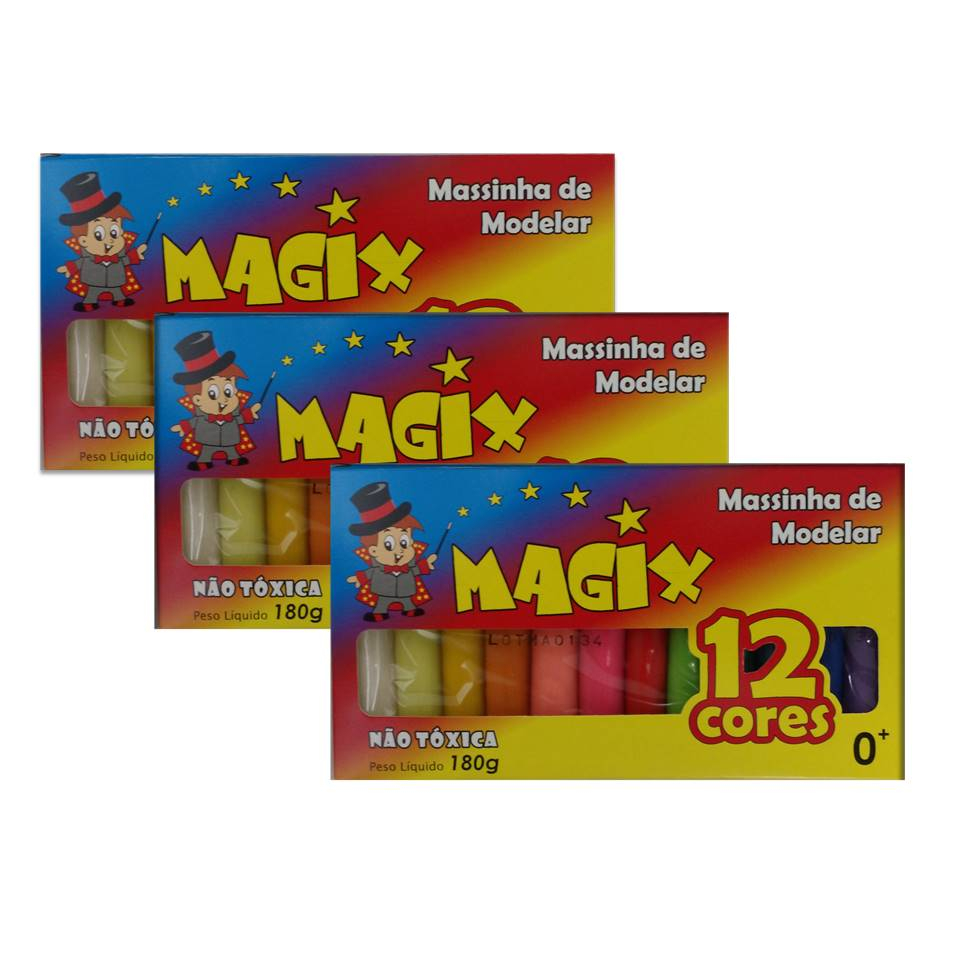 MASSINHA DE MODELAR MAGIX 1CAIXA COM 12 CORES | Shopee Brasil