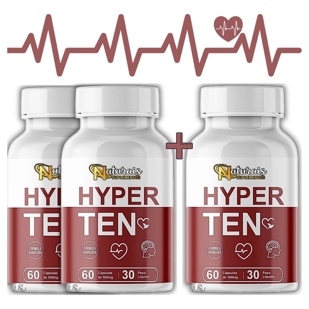 3 Hyper Ten 60 Cáps Original - Natural E Saudável | Shopee Brasil
