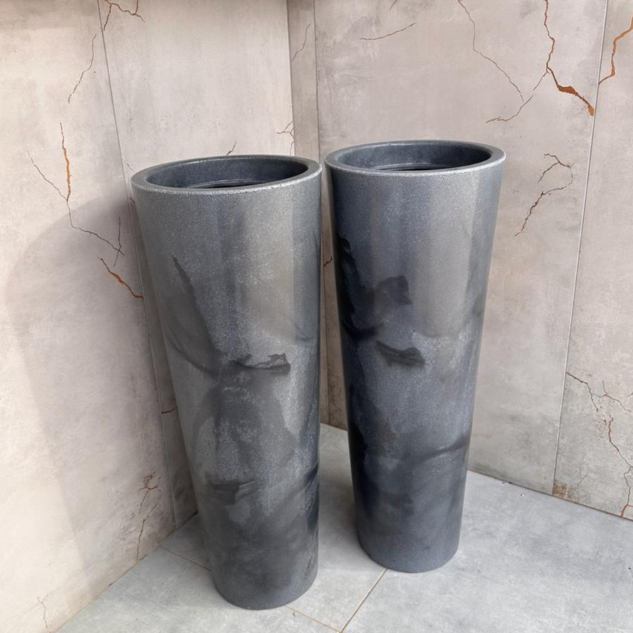 Kit 2 Vasos para plantas Decorativo Ibiza Marmorizado Luxo Moderno P