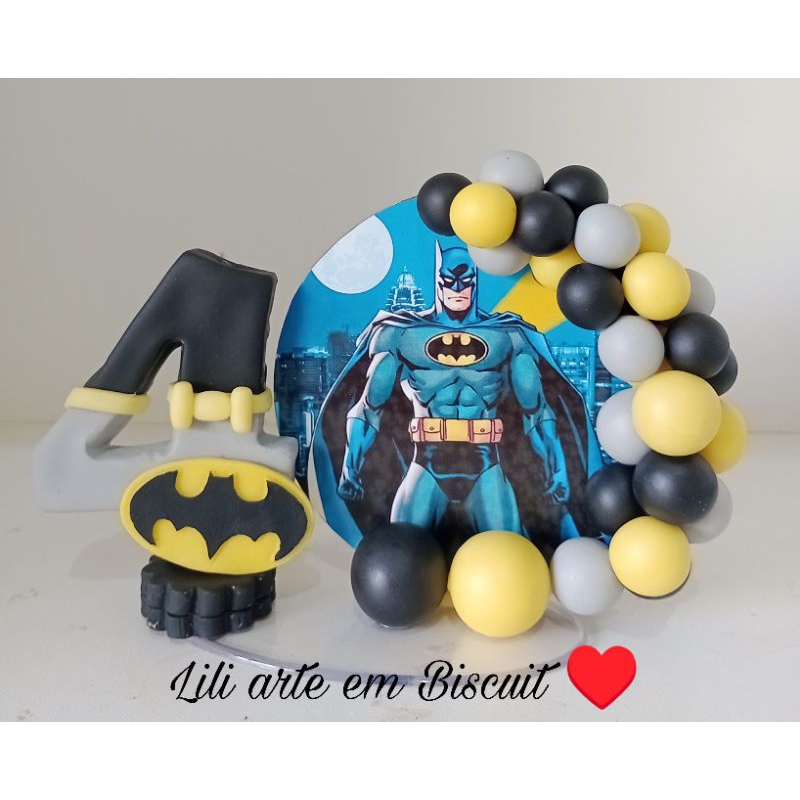 Vela Topo De Bolo Batman Lego Em Biscuit