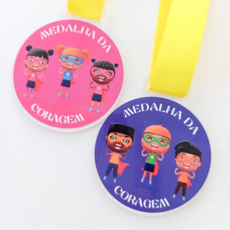 10/20/30/50 Medalha da coragem infantil Reforço Positivo / Dentista - Pediatria - Odontopediatria - Odonto - Medicina Saude