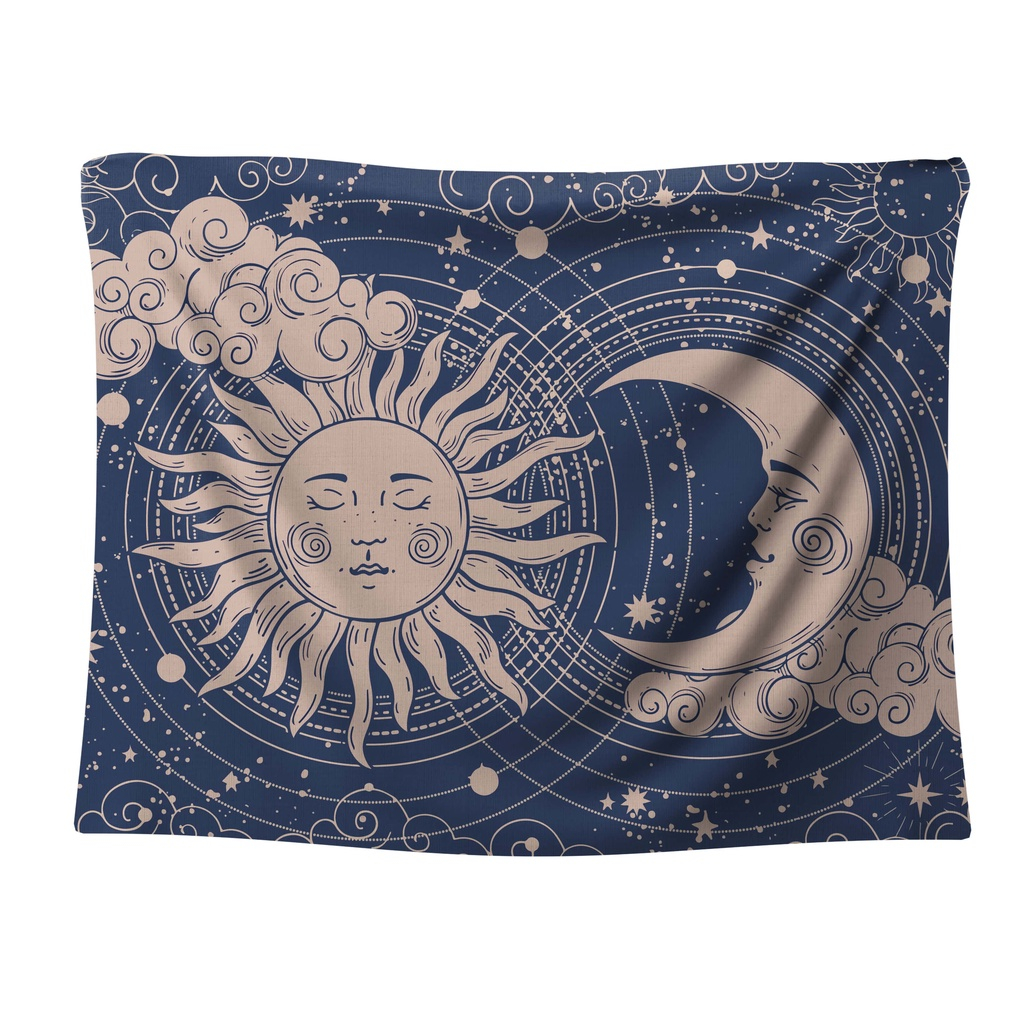 Tapeçaria Parede Tecido Lua Sol Tarot Mandala 2x1,50