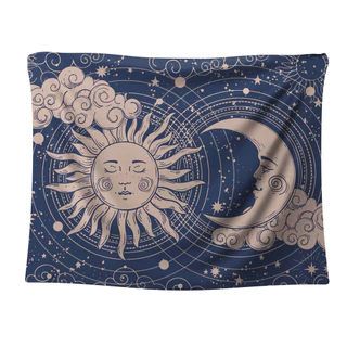 Tapeçaria Parede Tecido Lua Sol Tarot Mandala 2x1,50