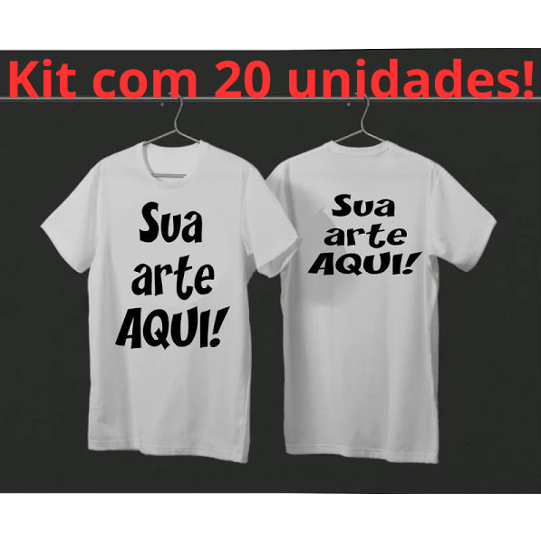 Kit Com 20 Camisetas Branca Ou Preta Personalizada Com Sua Arte Foto Frase Logo Etc Ideal