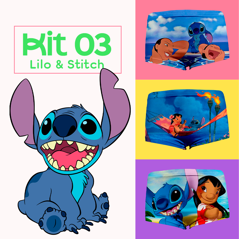 Kit Calcinhas Box Infantil Sublimada Do Lilo Stitch Com El Stico Embutido Shopee Brasil