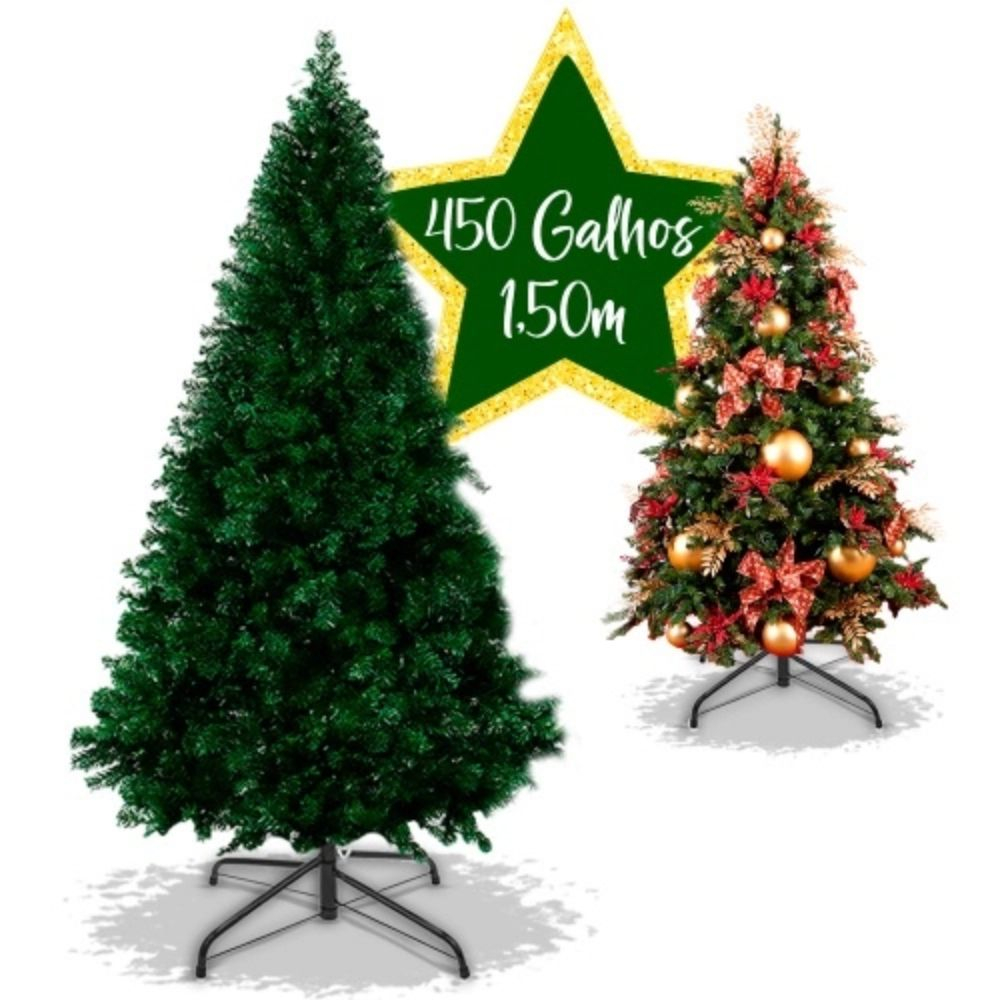 Árvore Pinheiro De Natal Luxo Dinamarquês Cor Verde 1,50 metros 450 Galhos