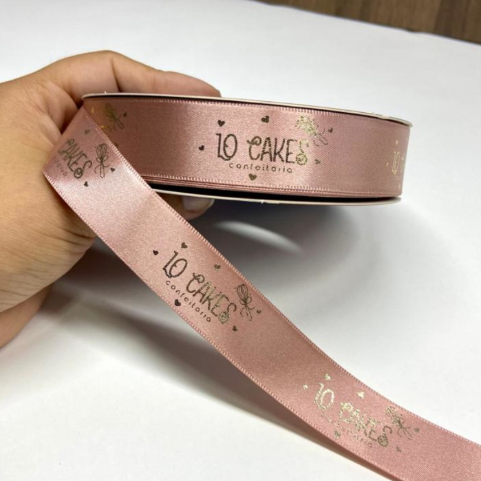 Fita de cetim Personalizada com logo, nome para aniversário ...