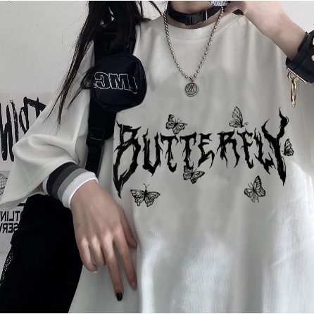 Camiseta T-shit Butterfly Borboleta Estilo Aesthetic Harajuku Tumblr Moda Feminina Algodão