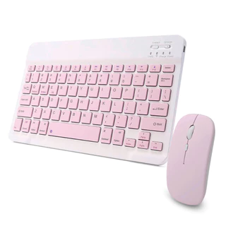Kit Teclado e Mouse Sem Fio Bluetooth Colorido Macaron Para PC iPad Tablet Notebook