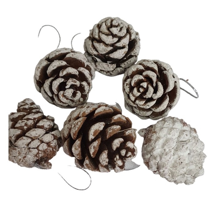 Pinha Natural Enfeite De Natal Branca 3 Cm Kit 6 Pinhas Para Decorar